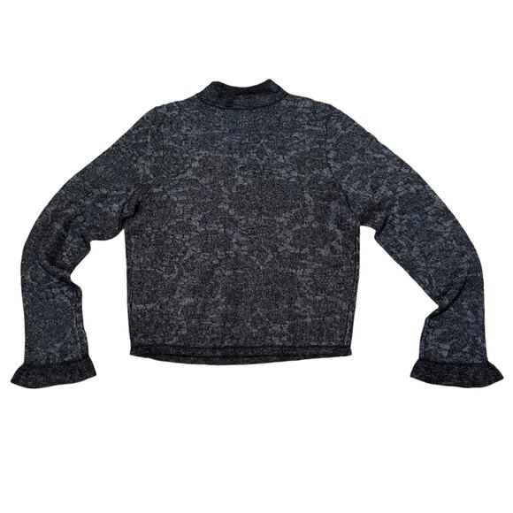by Anthropologie Hanna Lace Mock Neck Sweater Merino Wool Blend Black Medium - Picture 8 of 9